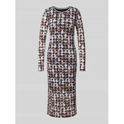 Zdjęcie Sukienka midi z prążkowanym, okrągłym dekoltem