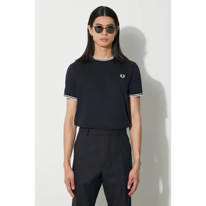 Zdjęcie Fred Perry t-shirt bawełniany męski kolor granatowy z aplikacją M1588.795