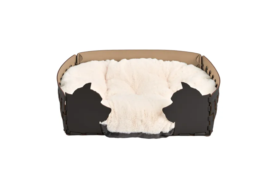 obrazek 1 Legowisko dla psa 45x30xH15 cm z dwustronną poduszką w kolorze czekoladowym