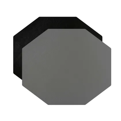 Zdjęcie Skórzana ośmiokątna podkładka na stół 44,5x38 cm w kolorze czarnym i szarym