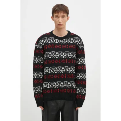 Zdjęcie Needles sweter wełniany Crew Neck Sweater męski kolor czarny ciepły PU317