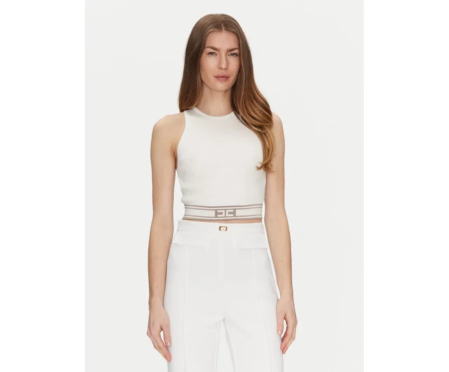obrazek 1 Elisabetta Franchi Top TK-39S-51E2 Biały Slim Fit