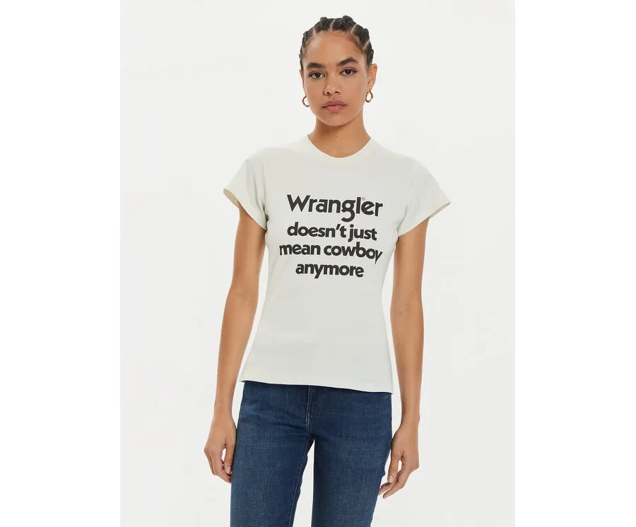 obrazek 1 Wrangler T-Shirt Shrunken Band 112356451 Biały Slim Fit