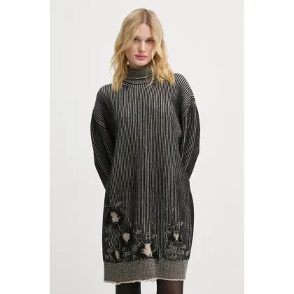 Zdjęcie MM6 Maison Margiela sukienka dwustronna wełniana kolor czarny mini oversize S62DA0031.M13076