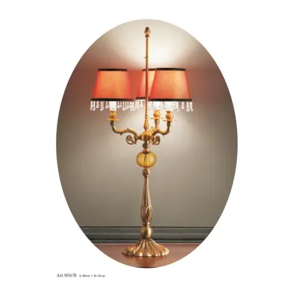 Picture Flambo lamp with three lights and three beaded lampshades - Il Paralume Marina