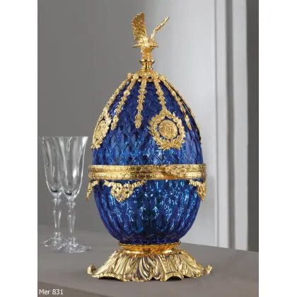 Zdjęcie Luksusowy pojemnik na kawior z kryształu i pozłacanego brązu