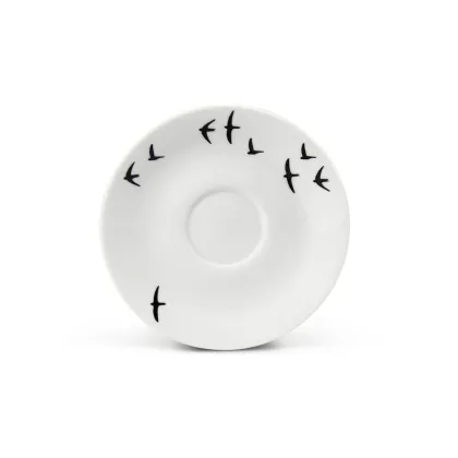 Zdjęcie Piękny porcelanowy spodek do filiżanki do espresso zdobiony motywem ptaków – Leander