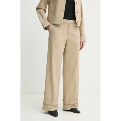 Zdjęcie Samsoe Samsoe spodnie SAESMELLA damskie kolor beżowy szerokie high waist F25100010
