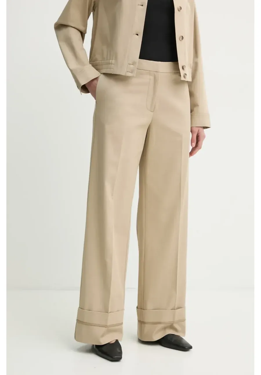 obrazek 1 Samsoe Samsoe spodnie SAESMELLA damskie kolor beżowy szerokie high waist F25100010