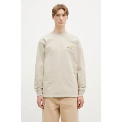 Zdjęcie Carhartt WIP longsleeve bawełniany Longsleeve American Script kolor beżowy gładki I029955.2LPXX
