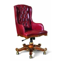 Picture Italian fully padded swivel armchair with distressed leather upholstery