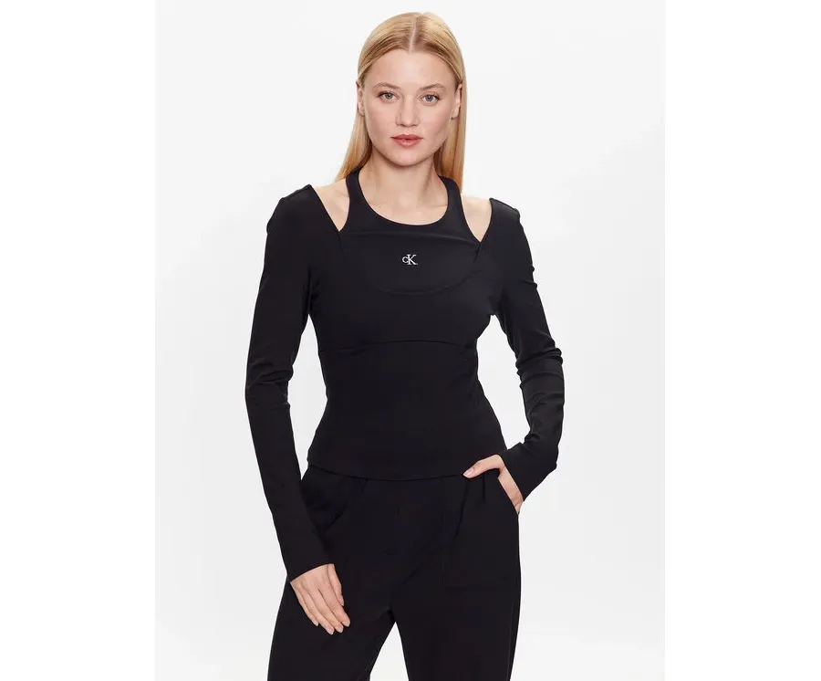 obrazek 1 Calvin Klein Jeans Bluzka J20J221416 Czarny Slim Fit