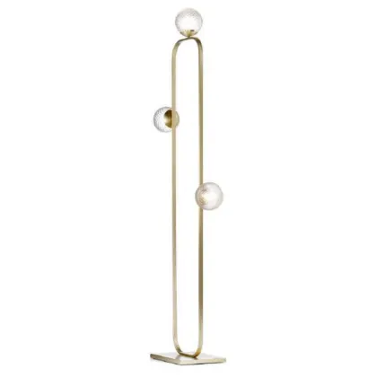 Picture Floor lamp with rectangular brass tube and Murano glass