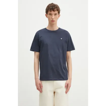 Zdjęcie Wood Wood t-shirt bawełniany Ace męski kolor granatowy gładki 30250095