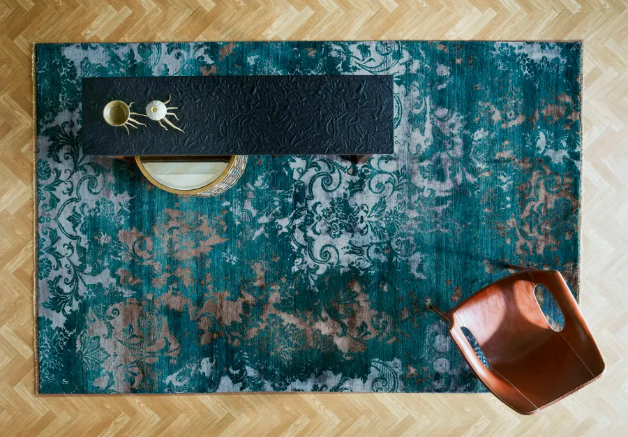 obrazek 3 Prestiżowy zielony ekskluzywny dywan 3D - DAMASK 7084