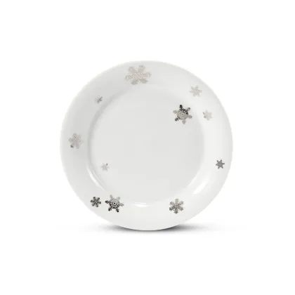 Zdjęcie Piękny porcelanowy talerz deserowy zdobiony motywem płatków śniegu - Leander