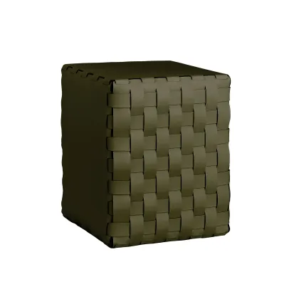 Zdjęcie Tapicerowana ciemnooliwkowa pufa Bottega 35x35xH40 cm