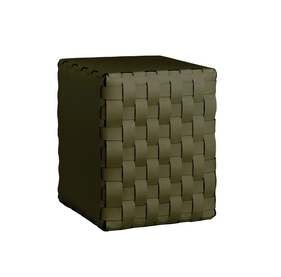 obrazek 1 Tapicerowana ciemnooliwkowa pufa Bottega 35x35xH40 cm
