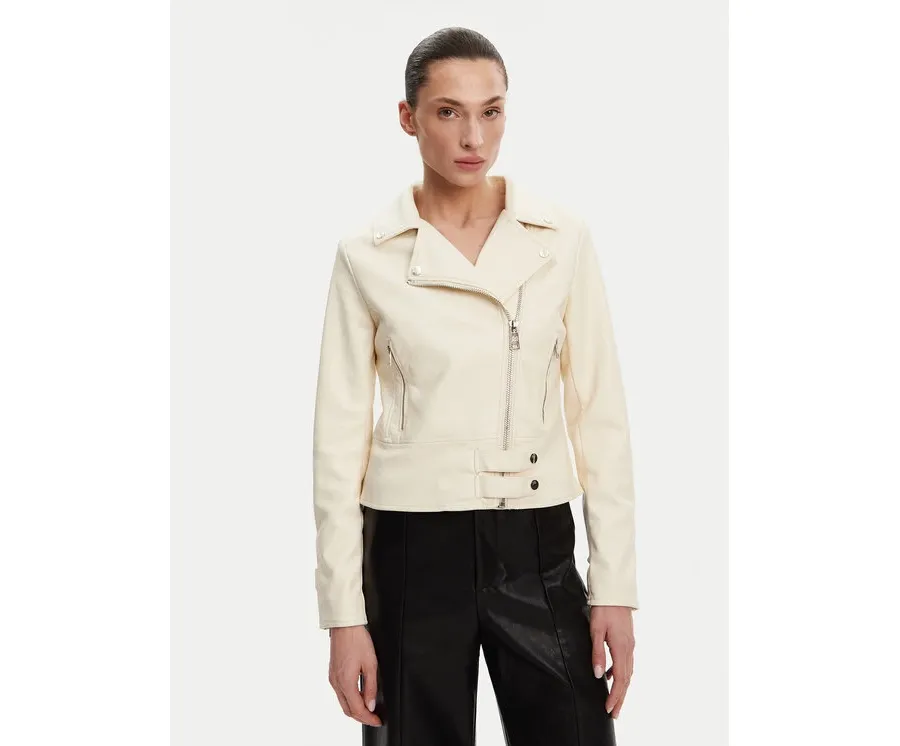 obrazek 1 Rinascimento Kurtka z imitacji skóry CFC0119619003 Écru Regular Fit