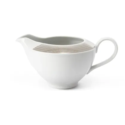 Zdjęcie Nowoczesny porcelanowy dzbanek na mleko ze srebrnym zdobieniem - Leander