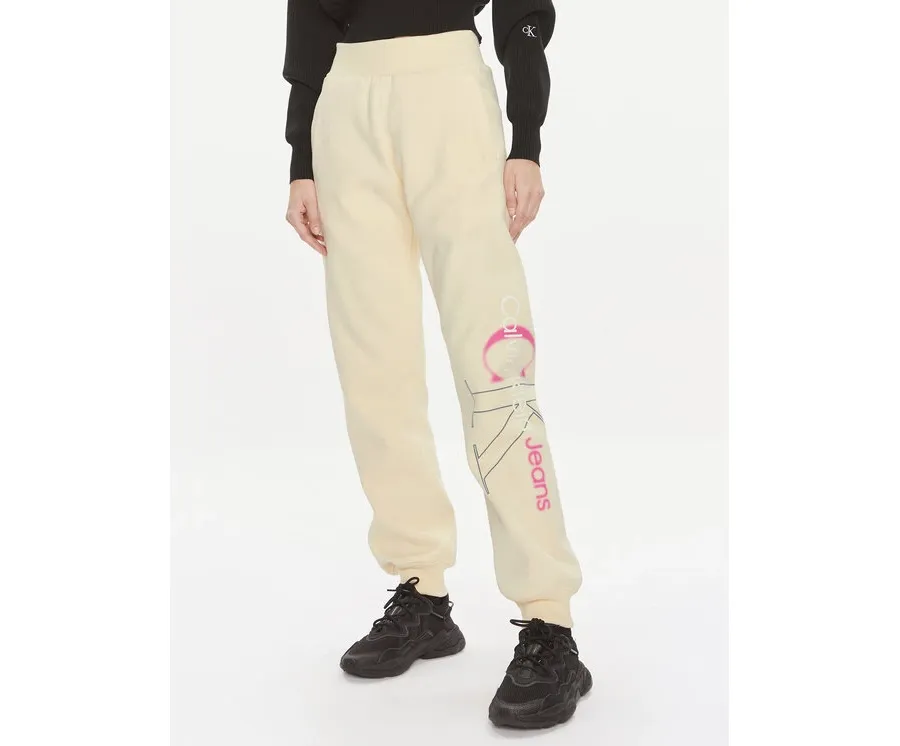 obrazek 1 Calvin Klein Jeans Spodnie dresowe Bold Monologo J20J222606 Żółty Relaxed Fit