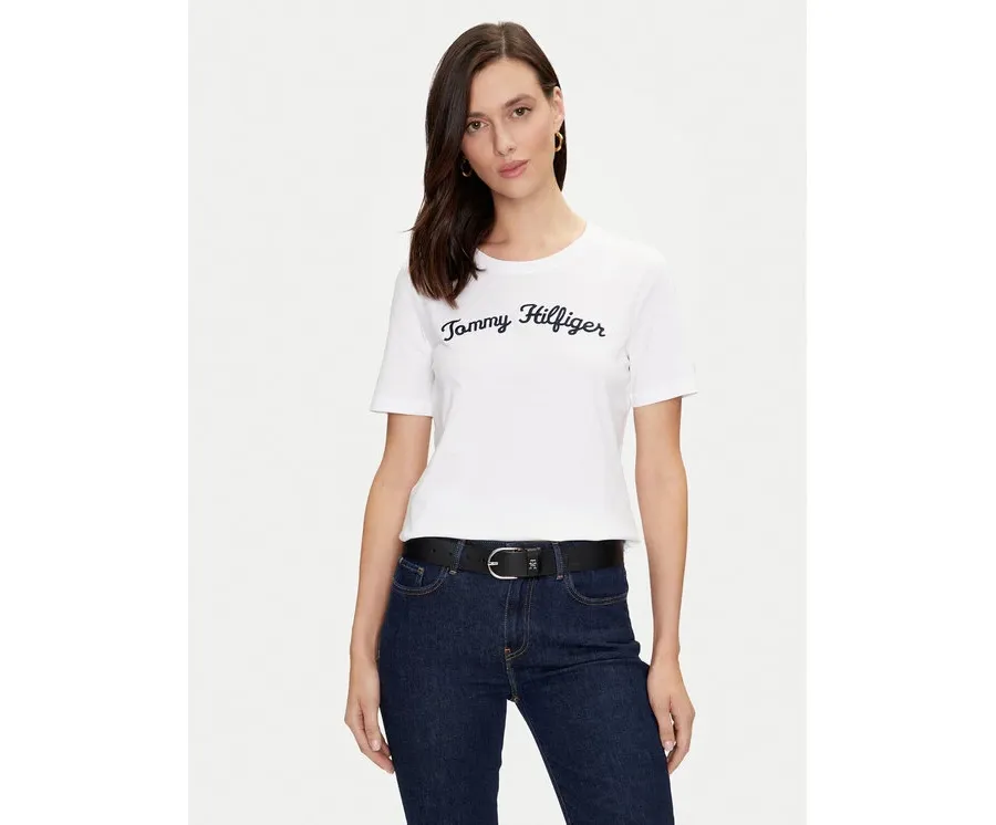 obrazek 1 Tommy Hilfiger T-Shirt Script WW0WW42589 Biały Regular Fit