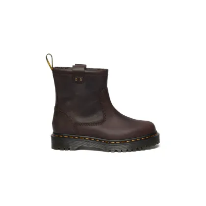 Zdjęcie Dr. Martens botki skórzane Anistone Lo damskie kolor brązowy na płaskim obcasie DM31880201