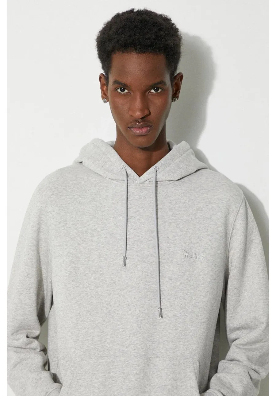 obrazek 1 Woolrich bluza Logo Script Hoodie męska kolor szary z kapturem melanżowa CFWOSW0224MRUT3684