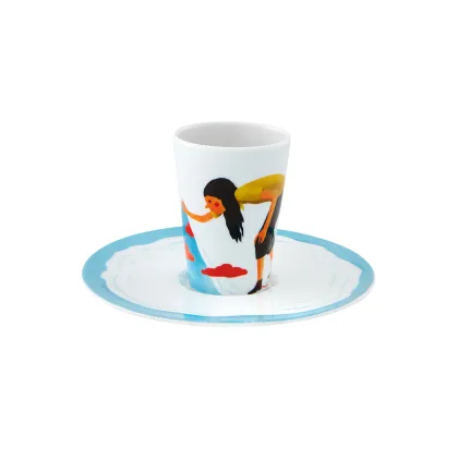 Zdjęcie Ręcznie wykonana porcelanowa filiżanka ze spodkiem do kawy