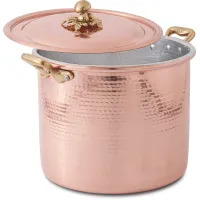 Picture Copper pot with two handles and unique lid Ø24cm - Cu Artigiana
