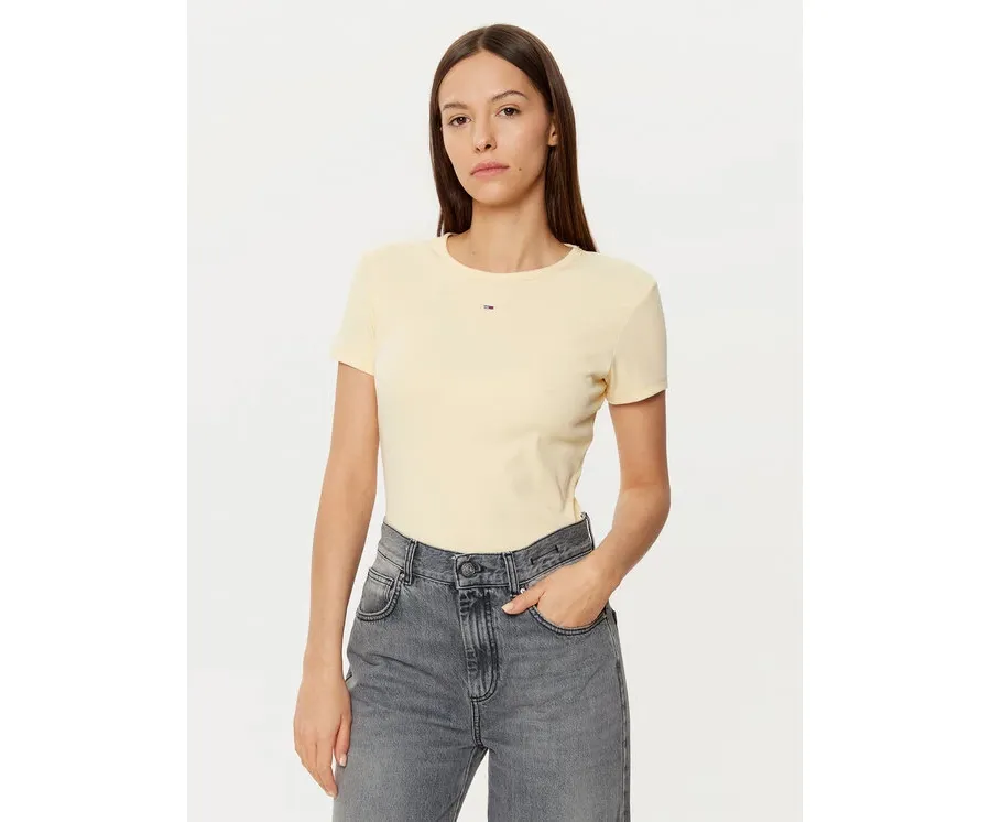 obrazek 1 Tommy Jeans T-Shirt Essential DW0DW17383 Beżowy Slim Fit