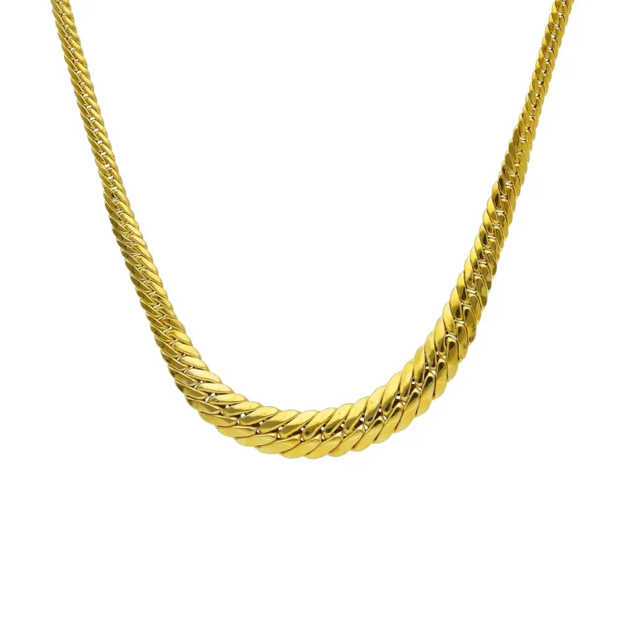 obrazek 1 Złoty lśniący i płaski naszyjnik typu cobra, długość 45 cm, szerokość max 6 mm.