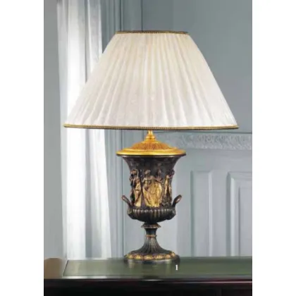 Zdjęcie Włoska lampa stołowa z brązu i złotymi dodatkami