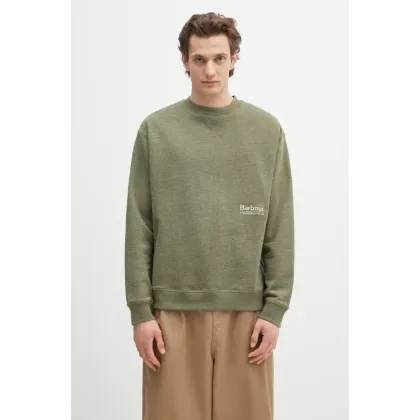 Zdjęcie Barbour bluza Barbour Calton OS Fit Crew Sweatshirt męska kolor zielony melanżowa MOL0676