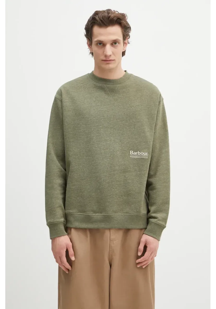 obrazek 1 Barbour bluza Barbour Calton OS Fit Crew Sweatshirt męska kolor zielony melanżowa MOL0676