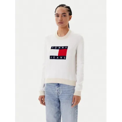 Zdjęcie Tommy Jeans Sweter Colorblock Flag DW0DW20970 Biały Regular Fit