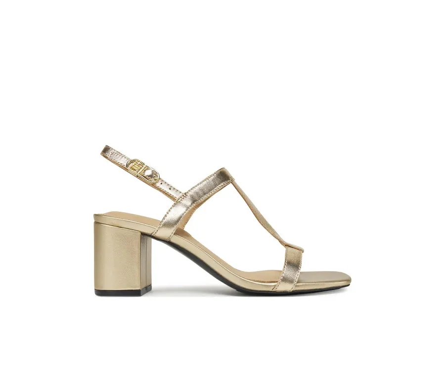 obrazek 1 Tommy Hilfiger Sandały Leather Block Heel Sandal Metal FW0FW08590 Złoty