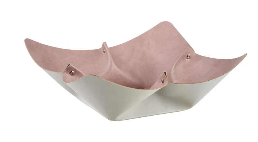 obrazek 1 Skórzana misa na owoce Ø45 cm w kolorze perłowym