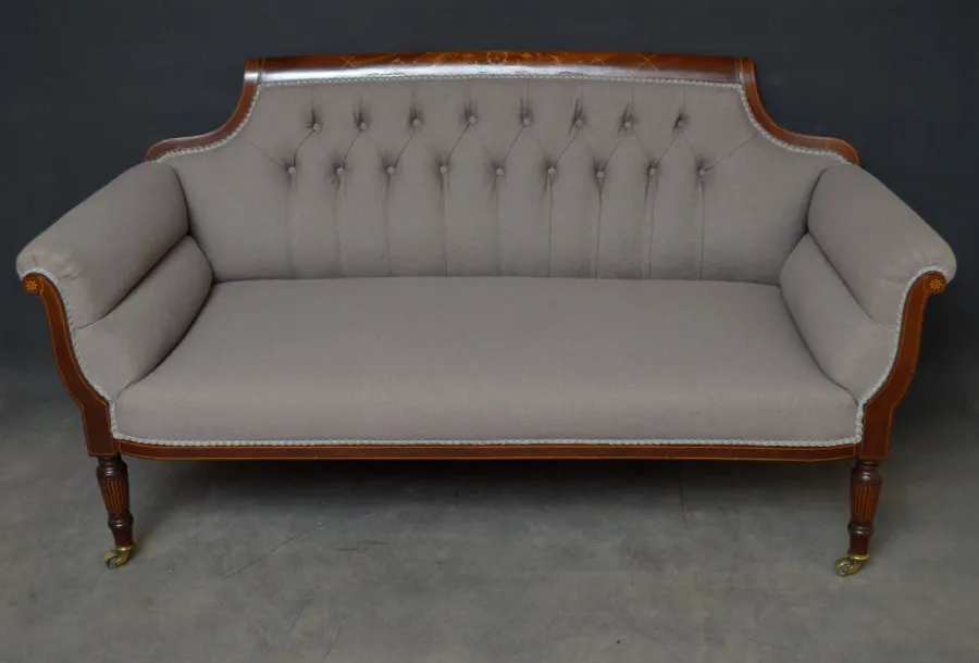 obrazek 6 Mahoniowa, późnowiktoriańska sofa - antyk z 1890 roku po renowacji