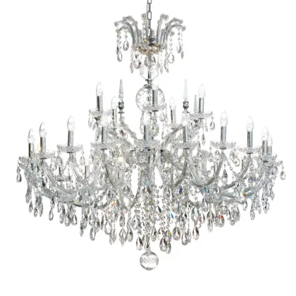 Zdjęcie Żyrandol w stylu Mariateresa z kryształowymi zawieszkami z metalową polerowaną ramą - Il Paralume Marina