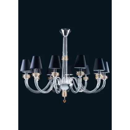 Zdjęcie Gustowny czarny wenecki żyrandol na 12 światełek ze szkła Murano