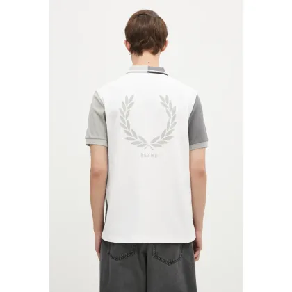 Zdjęcie Fred Perry polo bawełniane Beams Grid Design Shirt kolor szary z nadrukiem SM7187.100