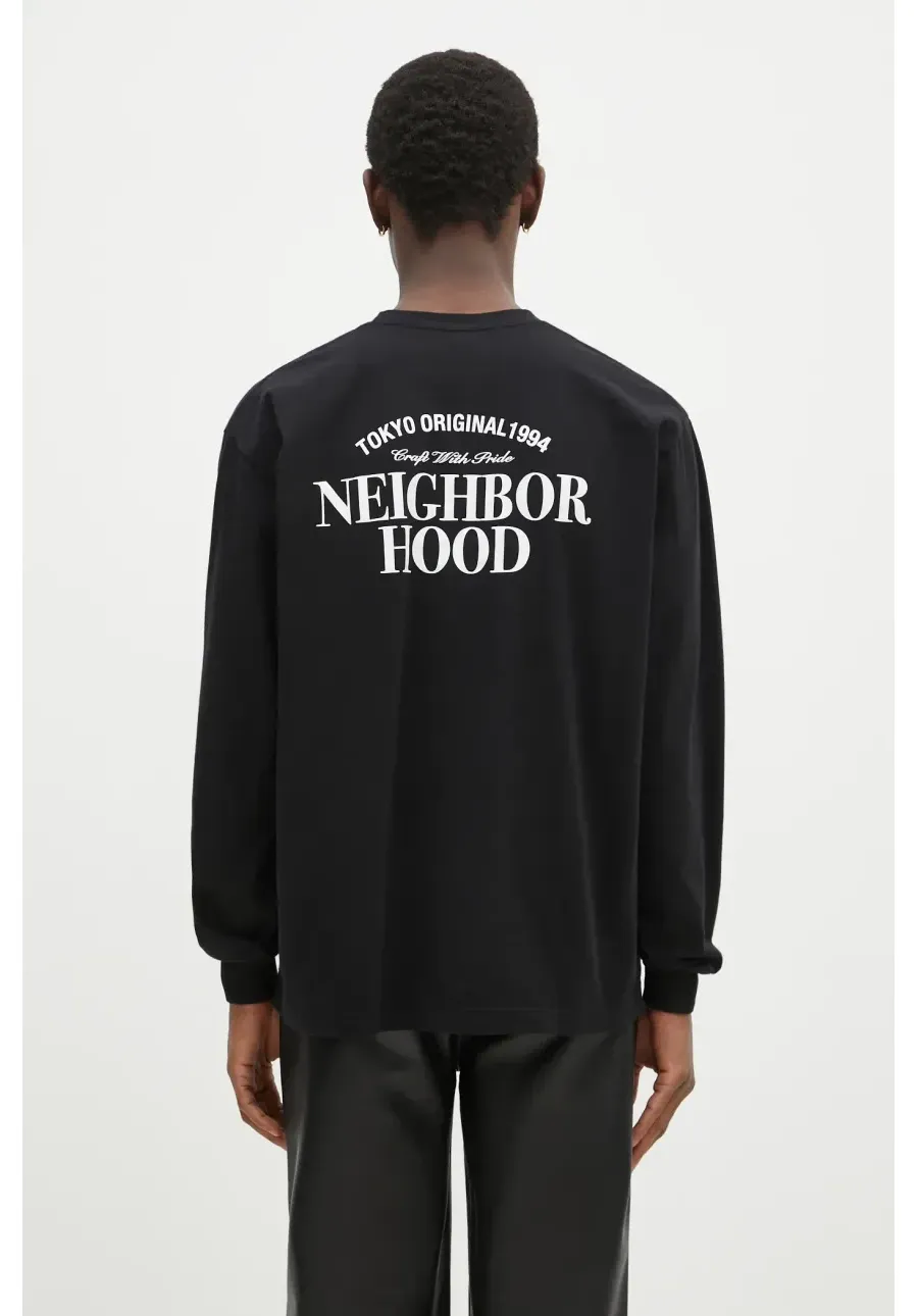 obrazek 1 NEIGHBORHOOD longsleeve bawełniany kolor czarny z nadrukiem 242PCNH.LT02