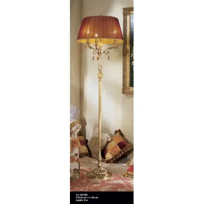 Picture Brass floor lamp with Murano glass balls and crystal pendants – Il Paralume Marina