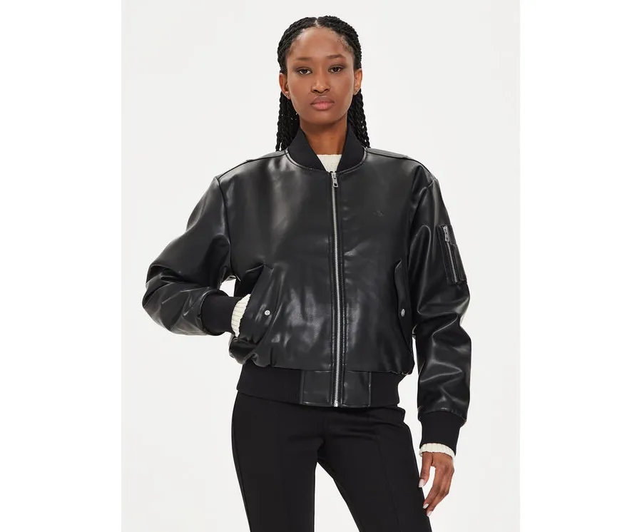 obrazek 1 Calvin Klein Jeans Kurtka z imitacji skóry J20J223546 Czarny Regular Fit