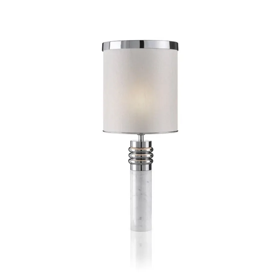 obrazek 1 Lampa stołowa z białego marmuru Carrara i niklowanych mosiężnych pierścieni - Il Paralume Marina