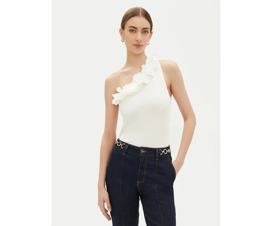 obrazek 1 Fracomina Top FR25ST2018J46301 Écru Regular Fit