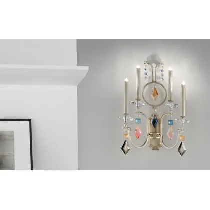 Picture Wall lamp with colorful crystals for four bulbs