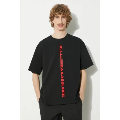 Zdjęcie PLEASURES t-shirt bawełniany Drag Heavyweight Shirt męski kolor czarny z aplikacją P23W034.BLACK