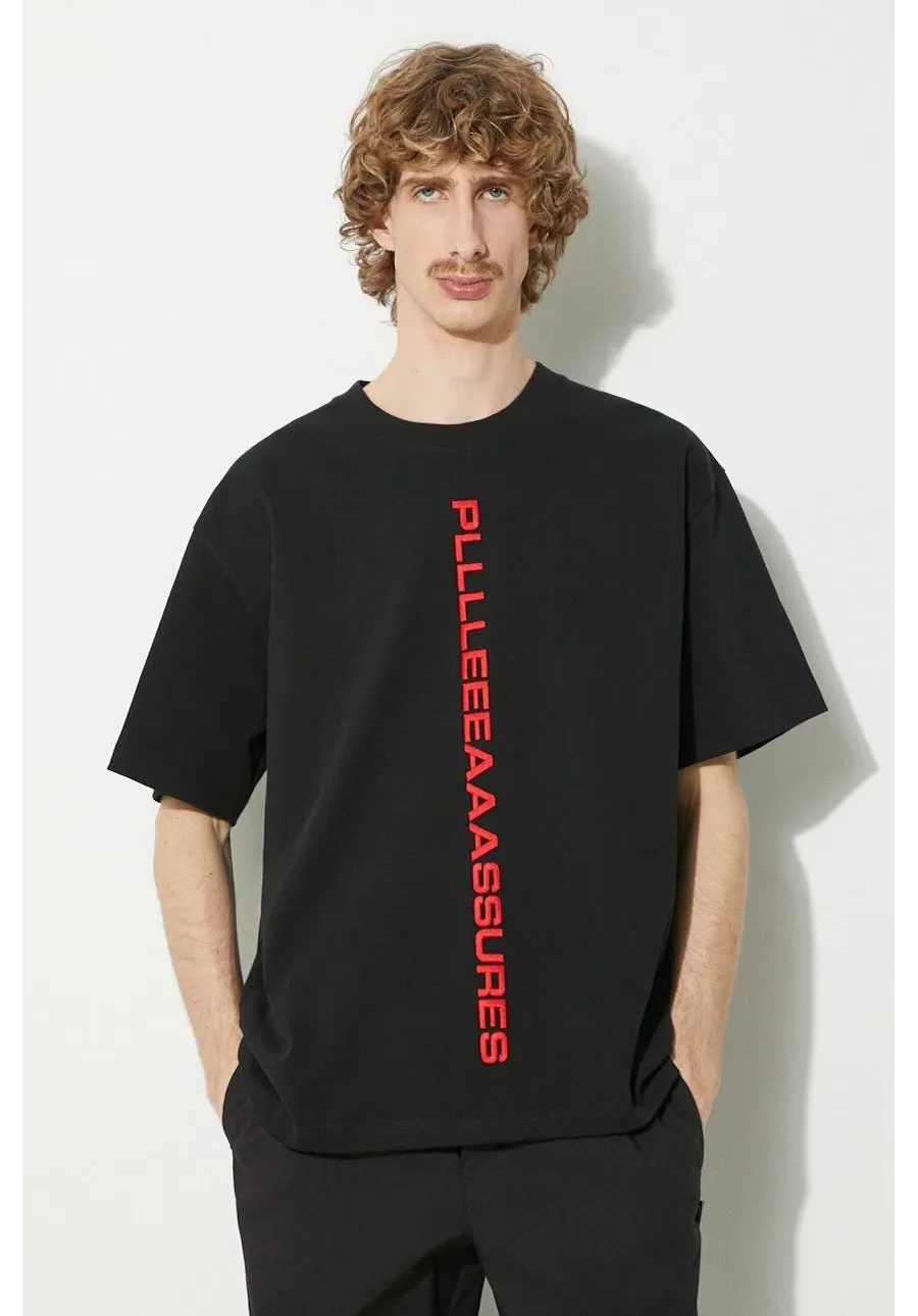 obrazek 1 PLEASURES t-shirt bawełniany Drag Heavyweight Shirt męski kolor czarny z aplikacją P23W034.BLACK